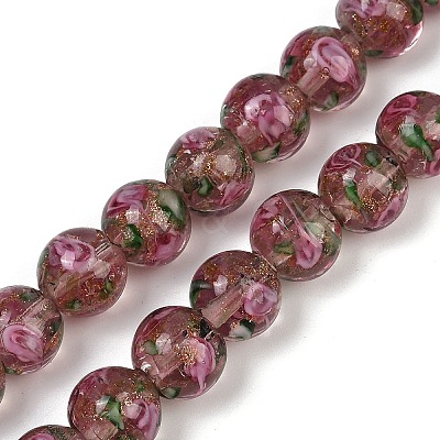 Handmade Glod Sand Lampwork Beads Strands LAMP-B028-03B-10mm-1