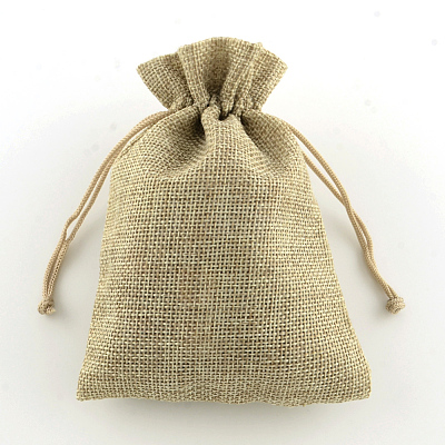 Polyester Imitation Burlap Packing Pouches Drawstring Bags X-ABAG-R004-18x13cm-05-1