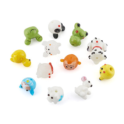24Pcs 12 Style Handmade Bumpy Lampwork Beads Strands LAMP-KS0001-03-1