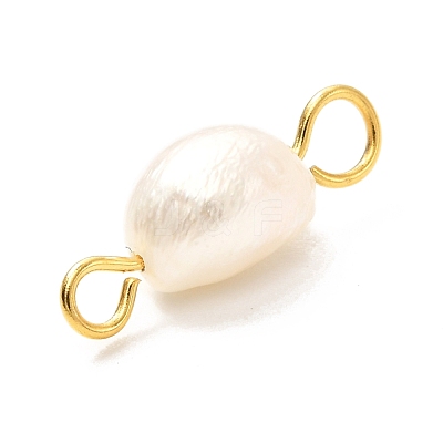 Natural Cultured Freshwater Pearl Beads Links Connectors PALLOY-JF00941-02-1