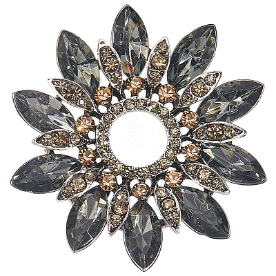 Flower Alloy Rhinestone Brooches for Backpack Clothes JEWB-WH20011-02B-1