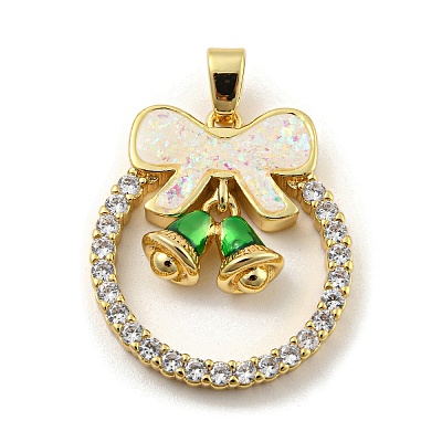 Christmas Brass Micro Pave Cubic Zirconia Pendants KK-H468-01A-01G-1