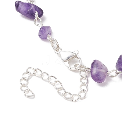 Natural Amethyst Chip Beaded Necklaces NJEW-JN05140-02-1