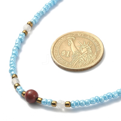 Dyed Natural Agate & Red Jasper & Seed Beaded Necklace NJEW-JN04349-1