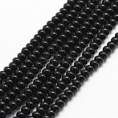 Natural Black Onyx Beads Strands G-P161-19-4x2mm-1