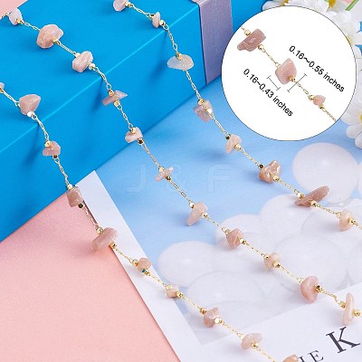 Natural Sunstone Chips Beaded Chains CHC-SZ0001-62D-1