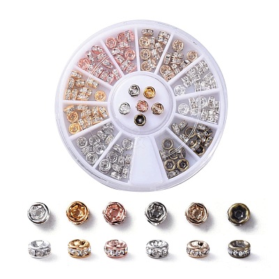 Brass Rhinestone Spacer Beads RB-X0013-10-NF-1
