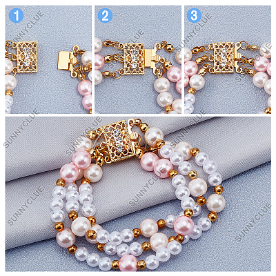 6 Sets 2 Colors 3-Strand 6-Hole Brass Filigree Box Clasps KK-SC0002-98-1