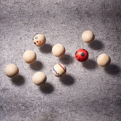 Round Unfinished Wood Beads WOOD-PH0008-10-1