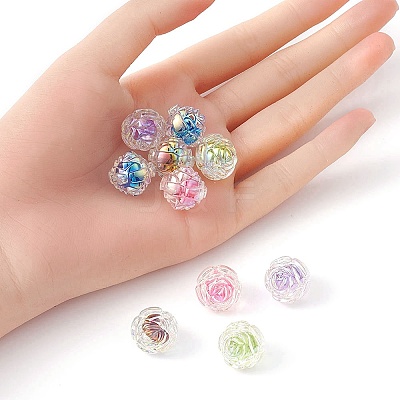 10Pcs 5 Colors UV Plating Rainbow Iridescent Acrylic Beads OACR-YW0001-56-1