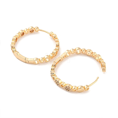 Brass with Cubic Zirconia Hoop Earrings EJEW-G363-14KCG-1