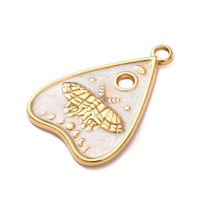304 Stainless Steel White Enamel Pendants STAS-G399-02G-1