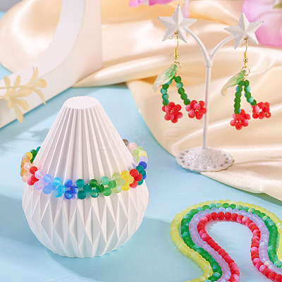 18 Strands 18 Colors Frosted Opaque Glass Beads Strands GLAA-TA0003-40-1
