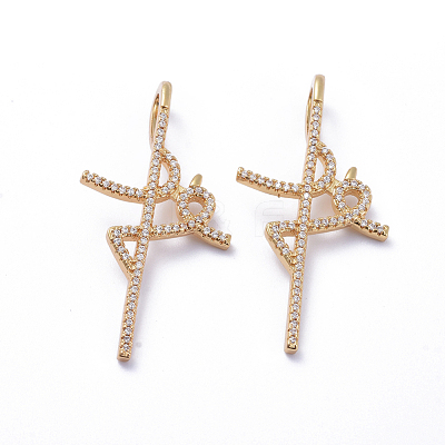 Brass Micro Pave Cubic Zirconia Pendants ZIRC-G163-03G-1