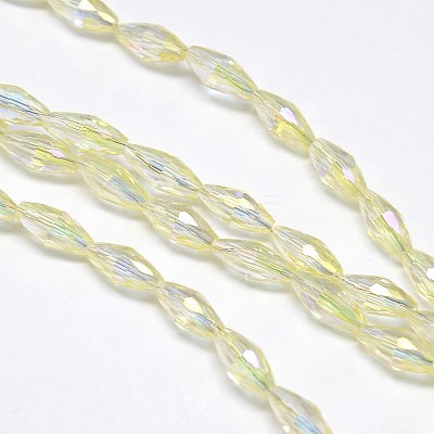 Electroplate Crystal Glass Rice Beads Strands EGLA-F042-A15-1