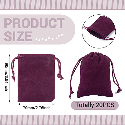 20Pcs Rectangle Velvet Drawstring Pouches TP-TA0001-04E-1