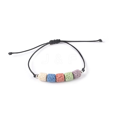 Bohemian Adjustable Handmade Dyed Natuarl Lava Rock Braided Bead Bracelets for Women RX0209-9-1