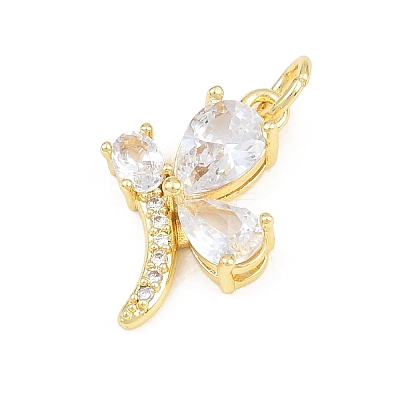 Brass Micro Pave Clear Cubic Zirconia Pendants KK-E798-08B-G-1