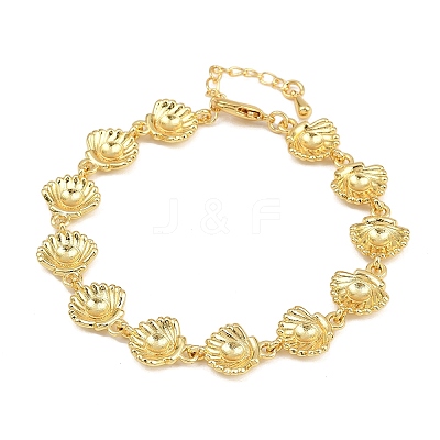 Brass Link Chain Bracelets for Women BJEW-L707-04G-02-1