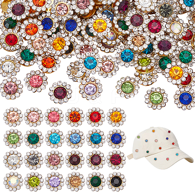 192Pcs 24 Colors Flower Sew on Rhinestones RB-GA0001-07-1