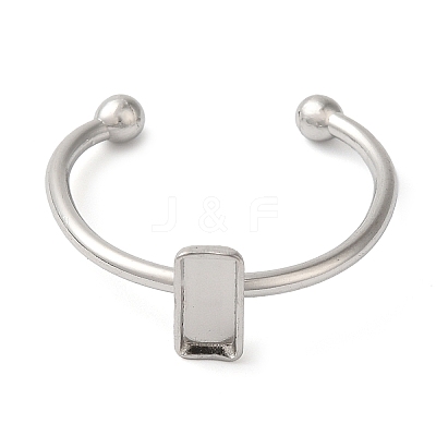 Non-Tarnish 304 Stainless Steel Open Cuff Ring Components X-STAS-I306-02P-1