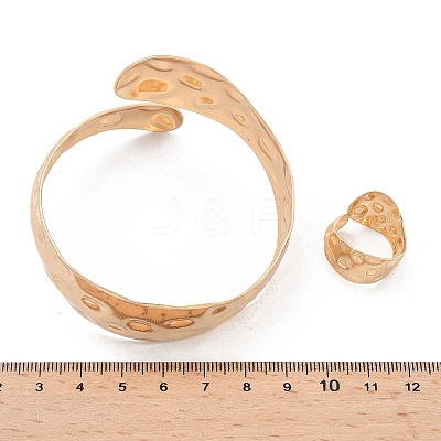 Snake Shape Hammered Iron Cuff Bangle & Ring SJEW-G085-01G-1