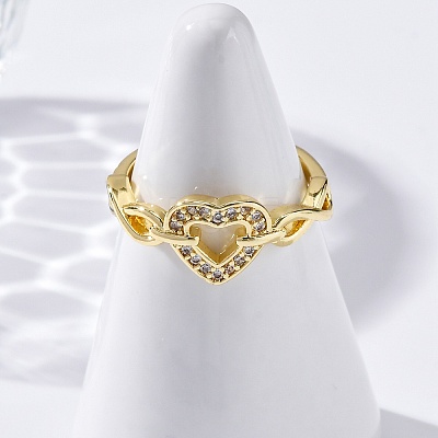 Adjustable Brass Micro Pave Clear Cubic Zirconia Rings for Women RJEW-U043-05G-1