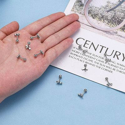 Tarnish Resistant 201 Stainless Steel Barbell Cartilage Earrings EJEW-R147-31-1
