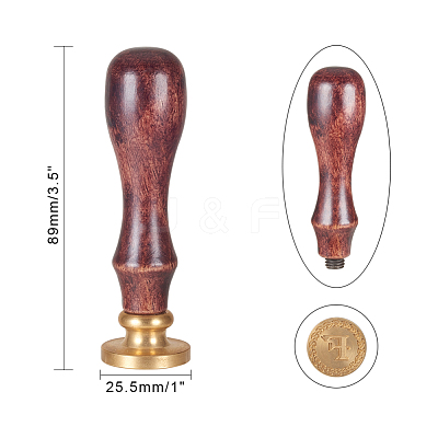 DIY Letter Scrapbook Brass Wax Seal Stamps and Wood Handle AJEW-P068-B06-1