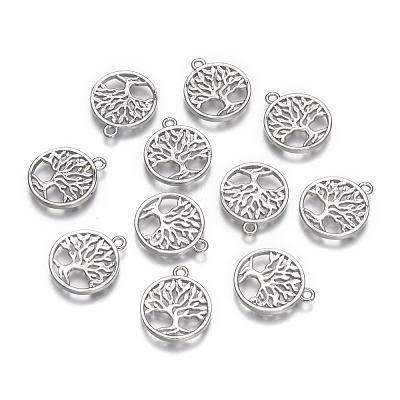 Eco-Friendly Rack Plating Brass Tree of Life Pendants X-KK-I606-42P-NR-1