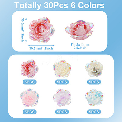 30Pcs 6 Colors Luminous Resin Cabochons CRES-TA0001-79-1