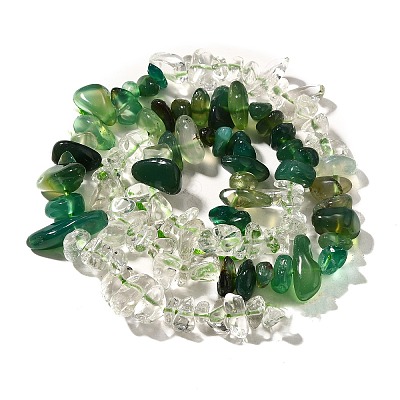 Natural Quartz Crystal/Rock Crystal & Chrysoprase Beads Strands G-L610-B22-01-1
