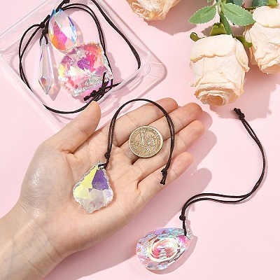 5Pcs 5 Styles Transparent Glass Suncatchers HJEW-YW00480-1