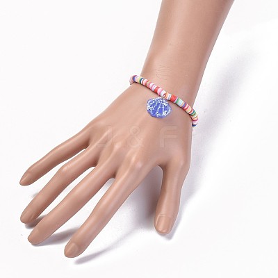 Handmade Polymer Clay Heishi Beads Kids Braided Bracelets BJEW-JB04319-M-1
