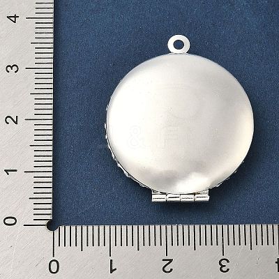 Flat Round Brass Hollow Locket Pendants KK-K414-11A-S-1