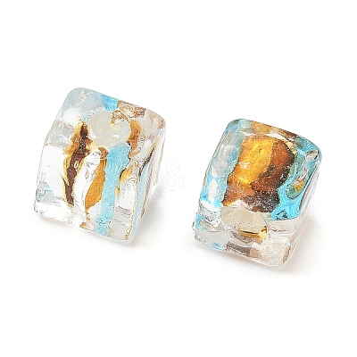 Silver Foil Glass Beads FOIL-D074-01E-1