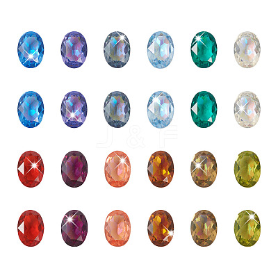 120Pcs 12 Colors Transparent Pointed Back Resin Rhinestone Cabochons KY-CW0001-01-1