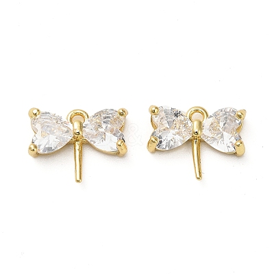 Brass Micro Pave Cubic Zirconia Charms KK-B142-09G-01-1