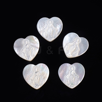 Natural White Shell Cabochons for Religion SSHEL-D083-02-1