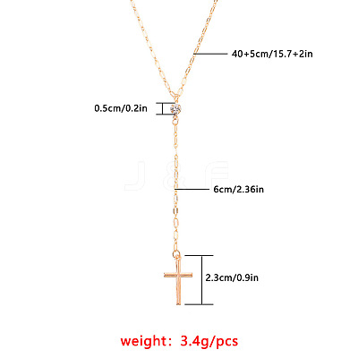 Alloy Crystal Rhinestone Cross Pendant Y Necklaces for Women WGC3C95-01-1