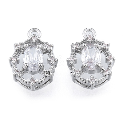 Brass Micro Pave Clear Cubic Zirconia Charms KK-N216-562P-1