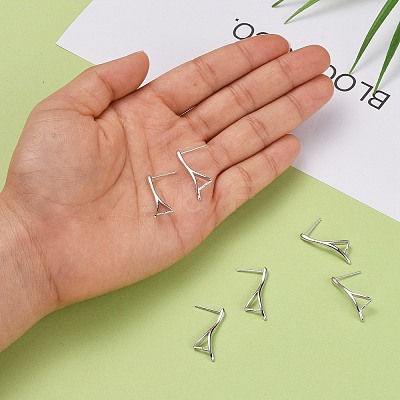 Anti-Tarnish Rhodium Plated 925 Sterling Silver Stud Earring Findings STER-F048-36P-1