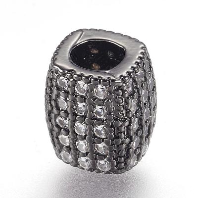 Brass Micro Pave Cubic Zirconia Beads ZIRC-F062-14B-1