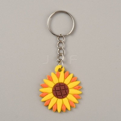 Cute Sunflower Keychain KEYC-WH0029-60-1