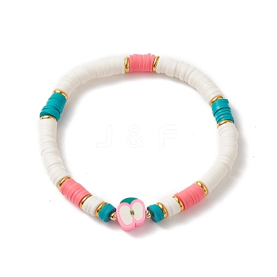 4Pcs 4 Style Handmade Polymer Clay Heishi Stretch Bracelets Set BJEW-TA00237-1