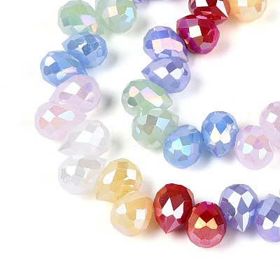 Mixed Styles Electroplate Imitation Jade/Opaque Glass Beads Strands EGLA-N025-01B-C01-1