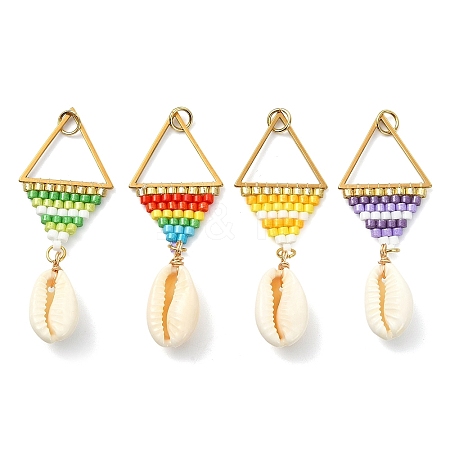 Glass Seed Beaded Pendants PALLOY-MZ01414-1