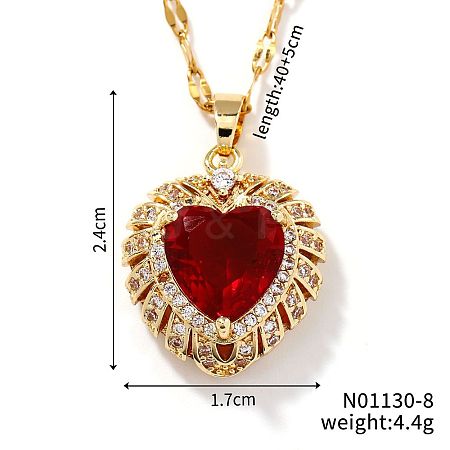 Brass Pave Cubic Zirconia Coffee Bean Chain Cute Heart Pendant Necklaces for Women IG3619-4-1