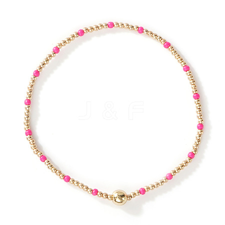 Glass Seed Beads & CCB Beads Stretch Bracelets TB4137-40-1