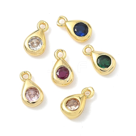 Brass Micro Pave Cubic Zirconia Charms KK-G548-20G-1
